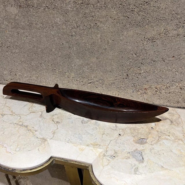 AMBIANIC presents Souza Rio Handmade Brazilian Jacaranda Rosewood Bowl Stamped 17.5 long x 2.88 w x 2 h Preowned original...