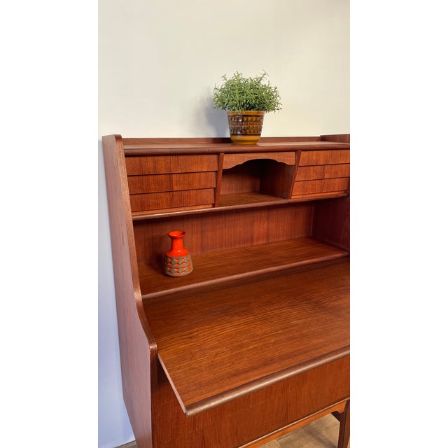 Mid-Century Danish Teak Bureau with Pull-Out Desk and Drawers, 1960s For Sale - Image 16 of 18