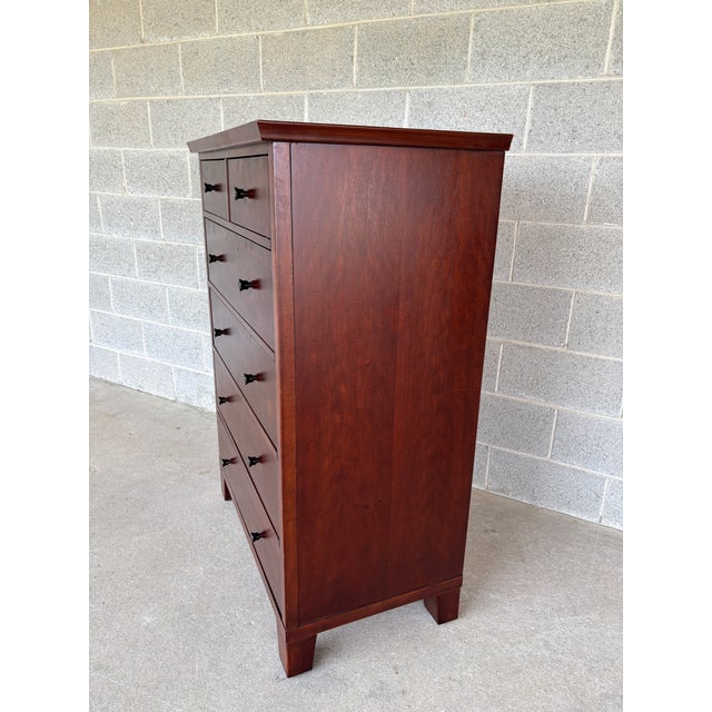 Pottery Barn Valencia Shaker Style 6 Drawer Cherry High Chest of Drawers For Sale In Philadelphia - Image 6 of 8