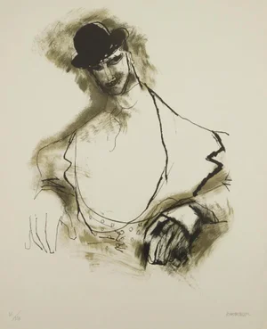 1960s Abraham Rattner Portrait of Man Lithograph