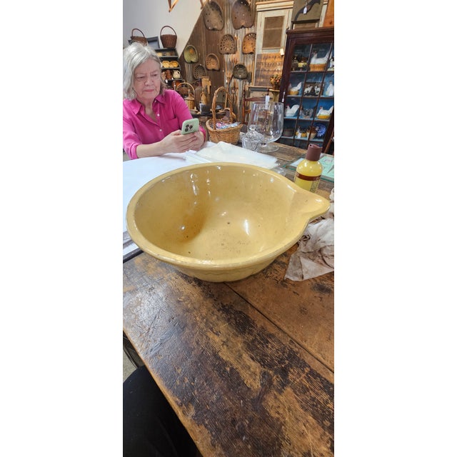 Late 19th Century 15" Antique Americana Yelloware Batter Bowl For Sale - Image 5 of 7