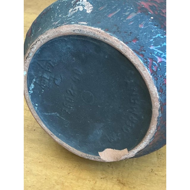 Vintage West German Red Drip Glaze Ceramic Vase For Sale - Image 9 of 13