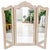 1970s vintage tri-fold mirror from the Drexel Cabernet Blanc collection. Featuring a graceful French Provincial...