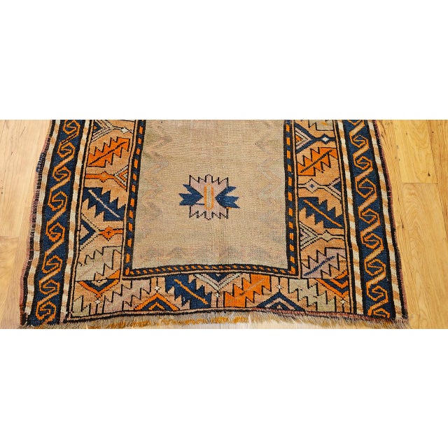 Vintage Persian Kurdish Tribal Area Rug, Hand-Knotted Prayer Pattern, 3x5, Camelhair & Brick Red For Sale - Image 10 of 15