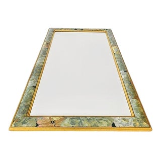 Vintage Danish Boho Wall Mirror with Floral Frame from G&C Bilder, 1980s For Sale