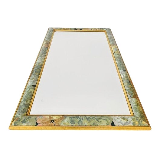 Vintage Danish Boho Wall Mirror with Floral Frame from G&C Bilder, 1980s For Sale
