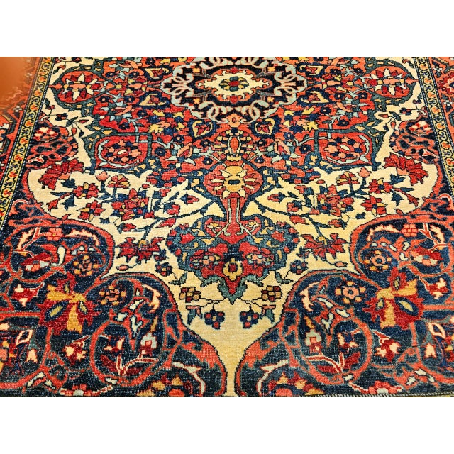 19th Century Farahan Sarouk Rug, Hand-Knotted Wool, Floral Medallion Pattern, Ivory & Red, 4x5 For Sale - Image 12 of 15