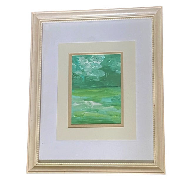 Abstract Acrylic Abstract Landscape on Paper Framed "Hudson River Iii" by Yjr For Sale - Image 3 of 8