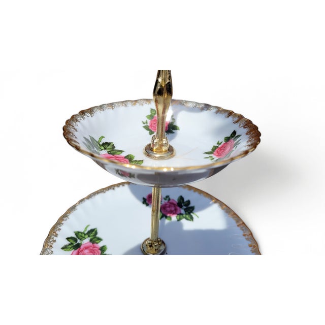 Vintage 3-Layer Cake Stand in Brass and Porcelain from Rheinpfalz Hartporzellan, Germany, 1960s For Sale - Image 10 of 15