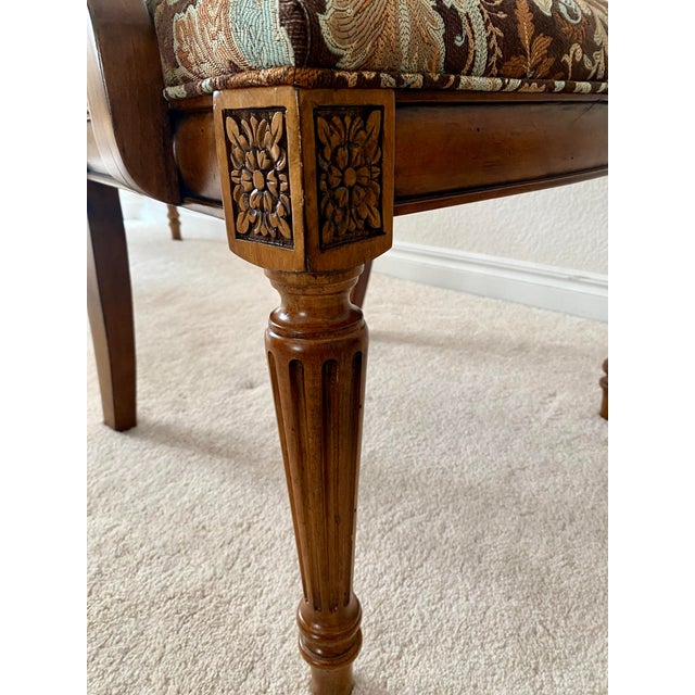Ethan Allen Vintage French Regency Louis XVI Style Carved Wood & Beautifully Upholstered Set of Eight Chairs Excellent Mint Condition For Sale In Denver - Image 6 of 18
