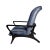 Modern Blue With Silver Detail Chair With Matching Ottoman For Sale - Image 3 of 4