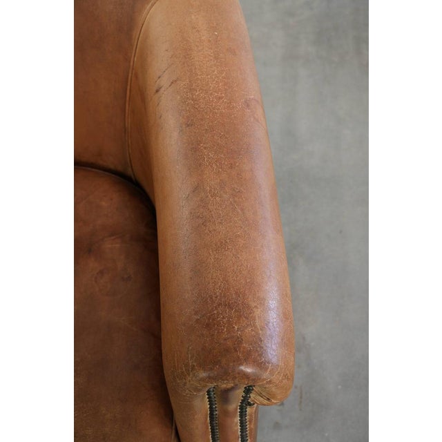 Brown Vintage Sheepskin Club Armchair For Sale - Image 8 of 15