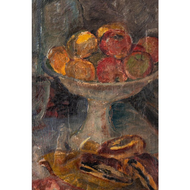 French School, Still Life with Compotier, 20th Century, Oil Painting on Canvas For Sale - Image 3 of 10