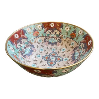 Mid 20th Century Extra Large Hand Painted Chinese Decorative Bowl For Sale