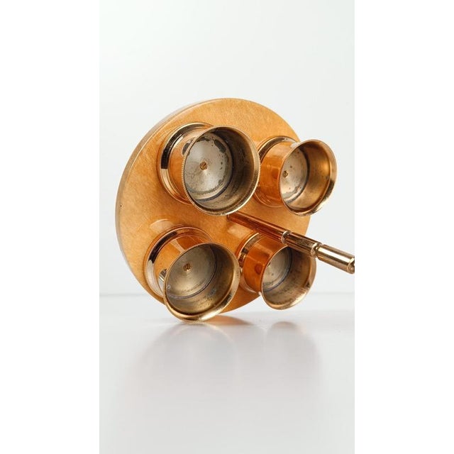 Cruet Set in Gilt Brass, Cut Crystal and Lacquered Goatskin Parchment by Aldo Tura, 1970s, Set of 8 For Sale - Image 15 of 18