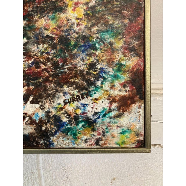 1960s Signed Original Vintage Mid Century Abstract Oil Painting by Milt Surrey For Sale - Image 5 of 6