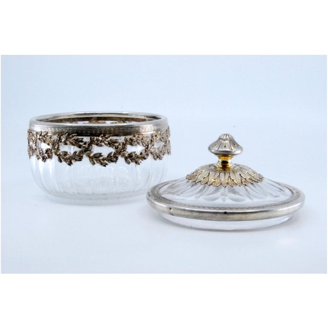 Compote in Cut Glass with Cut Silver Structure and Lid Knob For Sale - Image 5 of 11