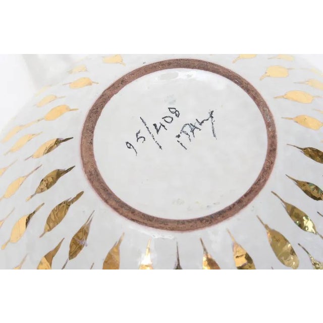 Aldo Londi Vintage Italian Aldo Londi for Bitossi Ceramic Bowl With Gold Feather Plume Design, 60's For Sale - Image 4 of 11