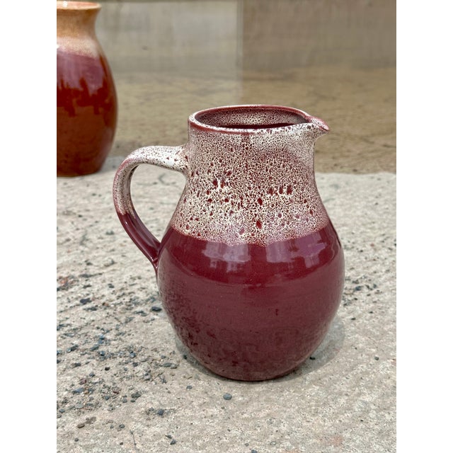 1960s Studio Pottery Jug in Reddish-Brown with White Foam Glaze from Töpferhof Römhild, Germany, 1960s For Sale - Image 5 of 15