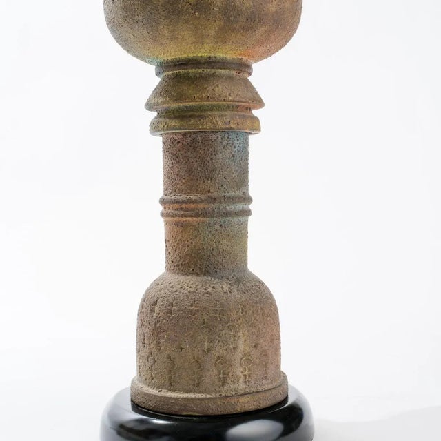 1950s Italian Art Pottery Brown Lamp For Sale - Image 4 of 7