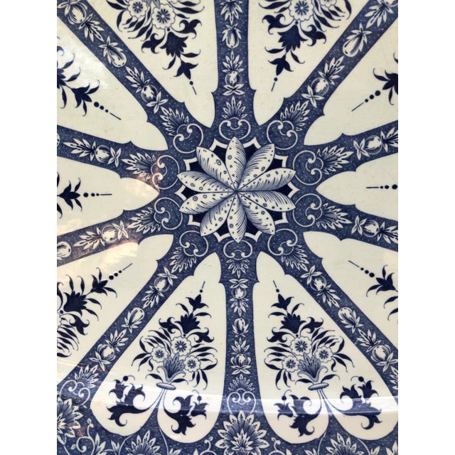 French 19th Century Oversize Blue & White Faience Platter Sarreguemines For Sale - Image 3 of 7