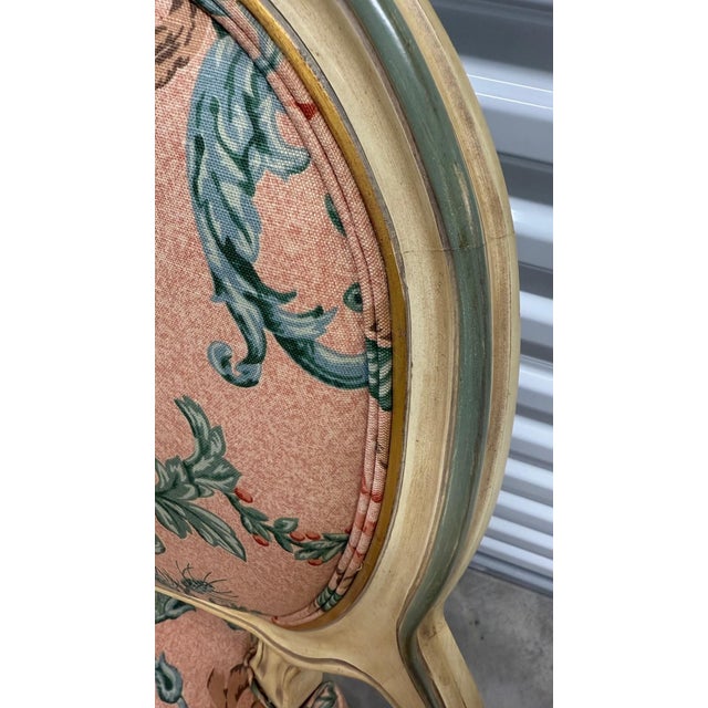 Karges Furniture Pair of Vintage Karges Louis XVI Style Armchairs – Hand-Painted Frames For Sale - Image 4 of 12