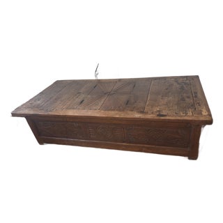 Rare 1600s Antique Hand-Carved Wooden Chest / Table Rare!! One-of-a-Kind Historic Piece — Reportedly Dating to the 1600s For Sale