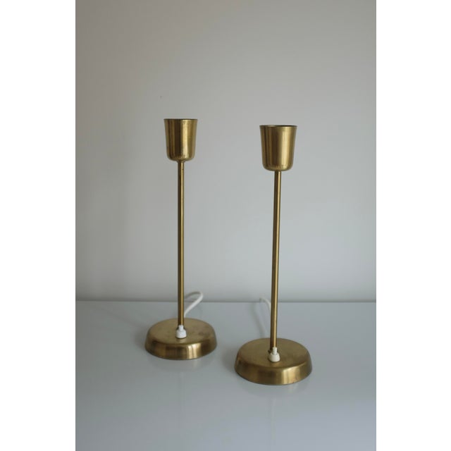 1950s Swedish Brass Side Lamps - a Pair For Sale - Image 13 of 14