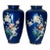 Pair of Antique Japanese Cloisonné Cobalt Blue Enamel Vases With Cherry Blossom and Foliage Motif. For Sale