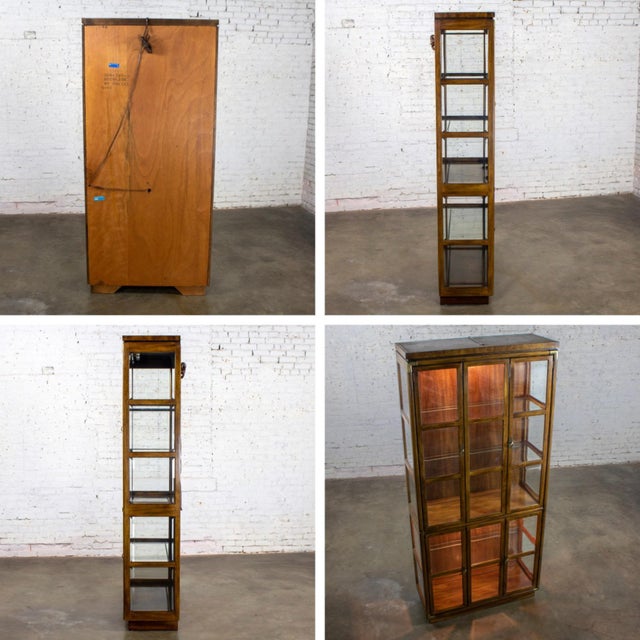 Late 20th Century Campaign Style Oak Curio Cabinet by Drexel Heritage Accolade II Collection For Sale - Image 14 of 18