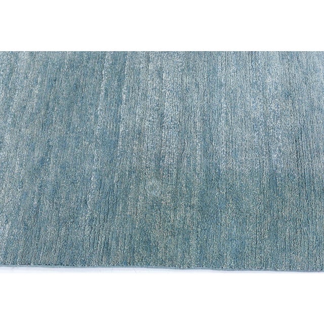 Modern Hand-Knotted Wool Runner in Cool Tones by Doris Leslie Blau Size: 3'0" × 13'6" (91 × 411 cm) This exquisite modern...