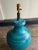 1970s Large Mid-Century Modern Blue/Turquoise Glaze Ceramic Table Lamp For Sale - Image 5 of 7