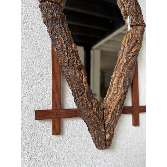 Antique Folk Art Rustic Wooden Mirror, 1900 For Sale - Image 11 of 18