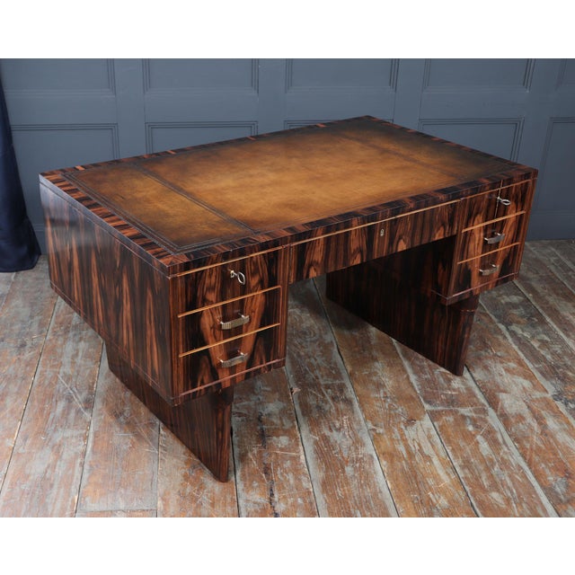 Art Deco Italian Macassar Ebony Desk with Leather Top, 1950s For Sale - Image 18 of 18