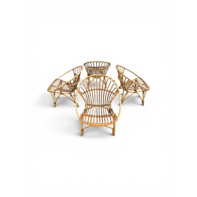 Vintage Rattan Basket Garden Chairs, France 1960s, Set of 4 For Sale - Image 13 of 13