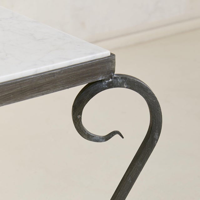 French Iron + White Marble Coffee Table, 1940s For Sale In Chicago - Image 6 of 8