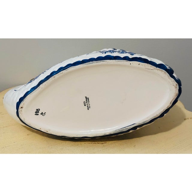 Ceramic Vintage Mediterranean Majolica Portuguese Large Swan Planter For Sale - Image 7 of 8