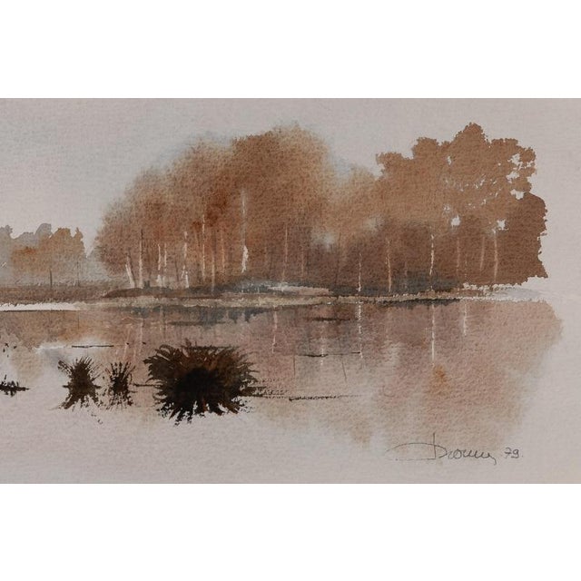 Jacques Noury, By the Lake, Watercolor For Sale - Image 4 of 6