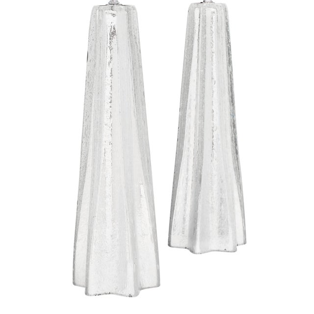Silver Leaf Murano Pulegoso Glass Lamps - a Pair For Sale - Image 4 of 10
