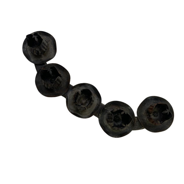 Vintage Brutalist Lotus Blossom Candelabra | Sculptural Wrought Iron Candle Holders For Sale - Image 4 of 5