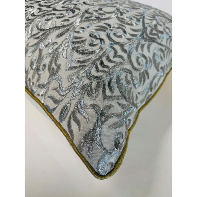 Turkish Ottoman Revival Decorative Pillow with Silver Embroidery, 1990 For Sale - Image 4 of 14
