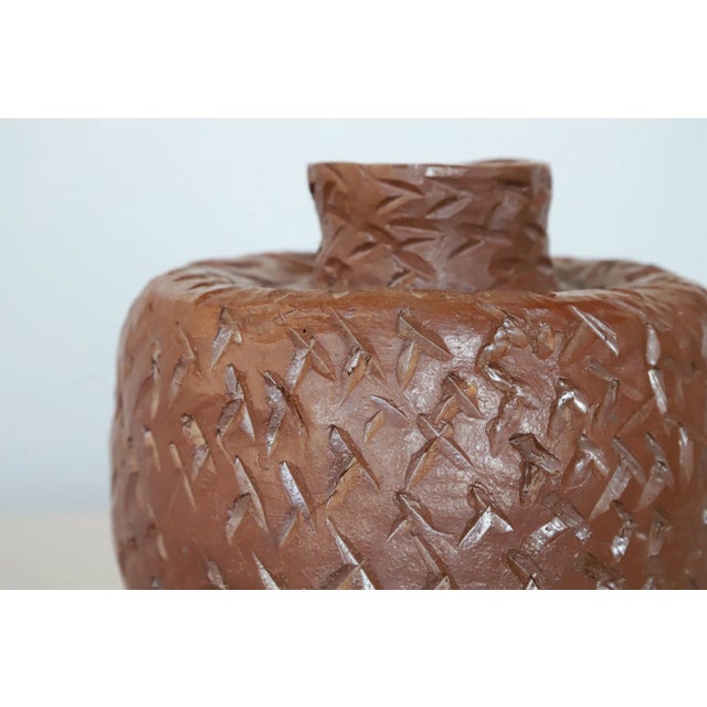 1970s Textured Ceramic Pot For Sale - Image 4 of 6