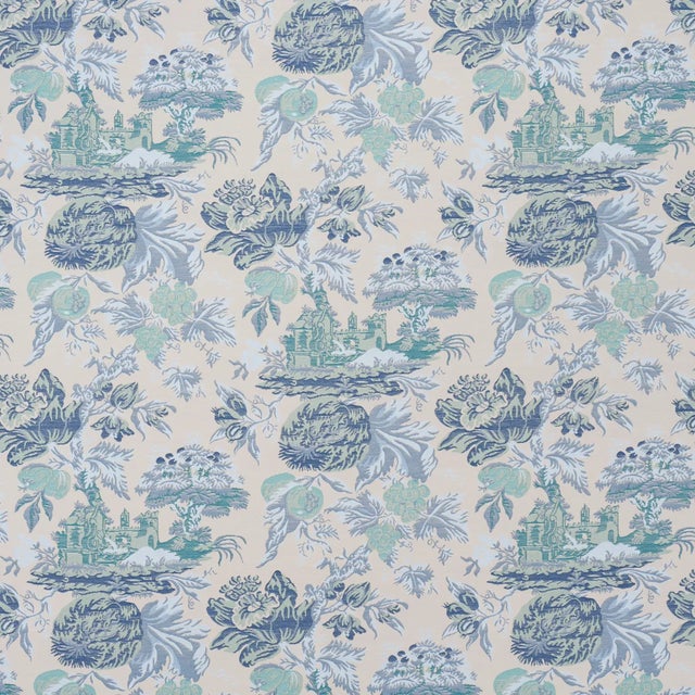 Schumacher x Timothy Corrigan Jardin De Louis Fabric In Indigo For Sale
