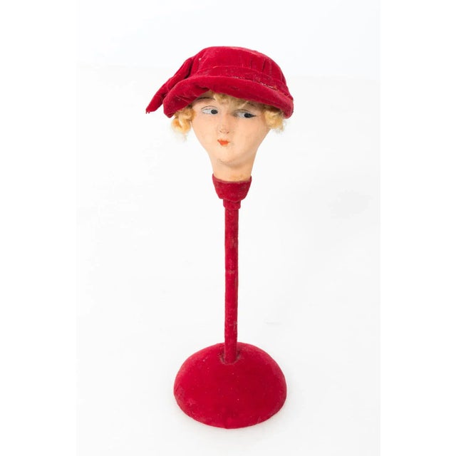 Wood Set of Five Papier Mache Flapper Hat Stands For Sale - Image 7 of 12