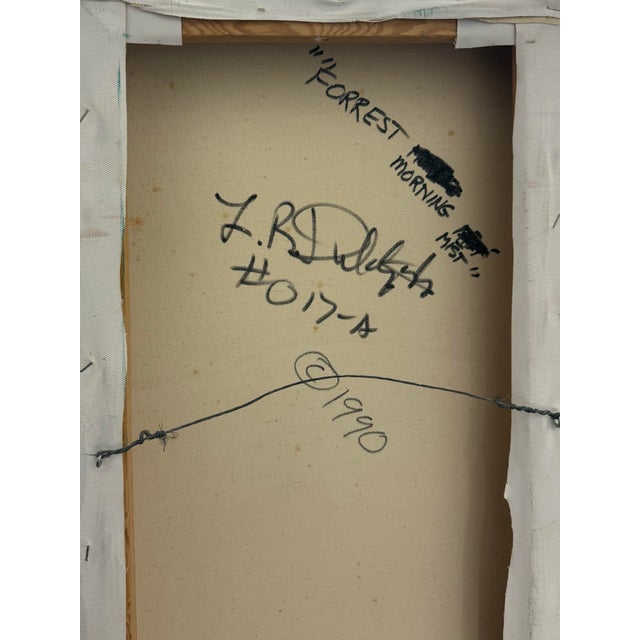 Wood Vintage Signed Abstract Expressionist Oil Painting on Canvas, Signed and Dated 1990 on the reverse For Sale - Image 7 of 7