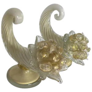 Murano Glass Cornucopia by Barovier and Toso - a Pair