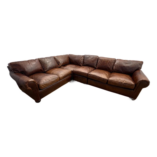 Rh Lancaster Modular Sectional Italian Brompton Leather | Cocoa For Sale