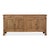 A long, low walnut case brings a settled horizontal presence to the room. Four recessed-panel doors line up in pairs...