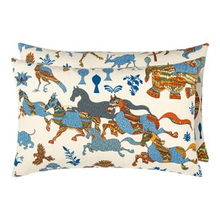 Scalamandre 22" x 14" Legends Pillow in Tropical Blue For Sale