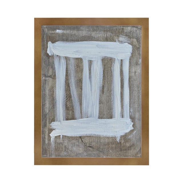 Minimalist White Abstract Painting Set of 4 – Framed Neutral Acrylic by Tatiana Duperault For Sale - Image 4 of 8